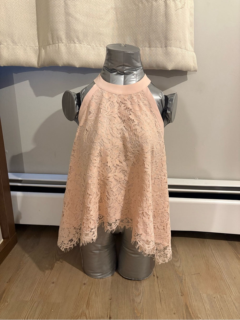 bebe Soft Blush Lace Halter Top
